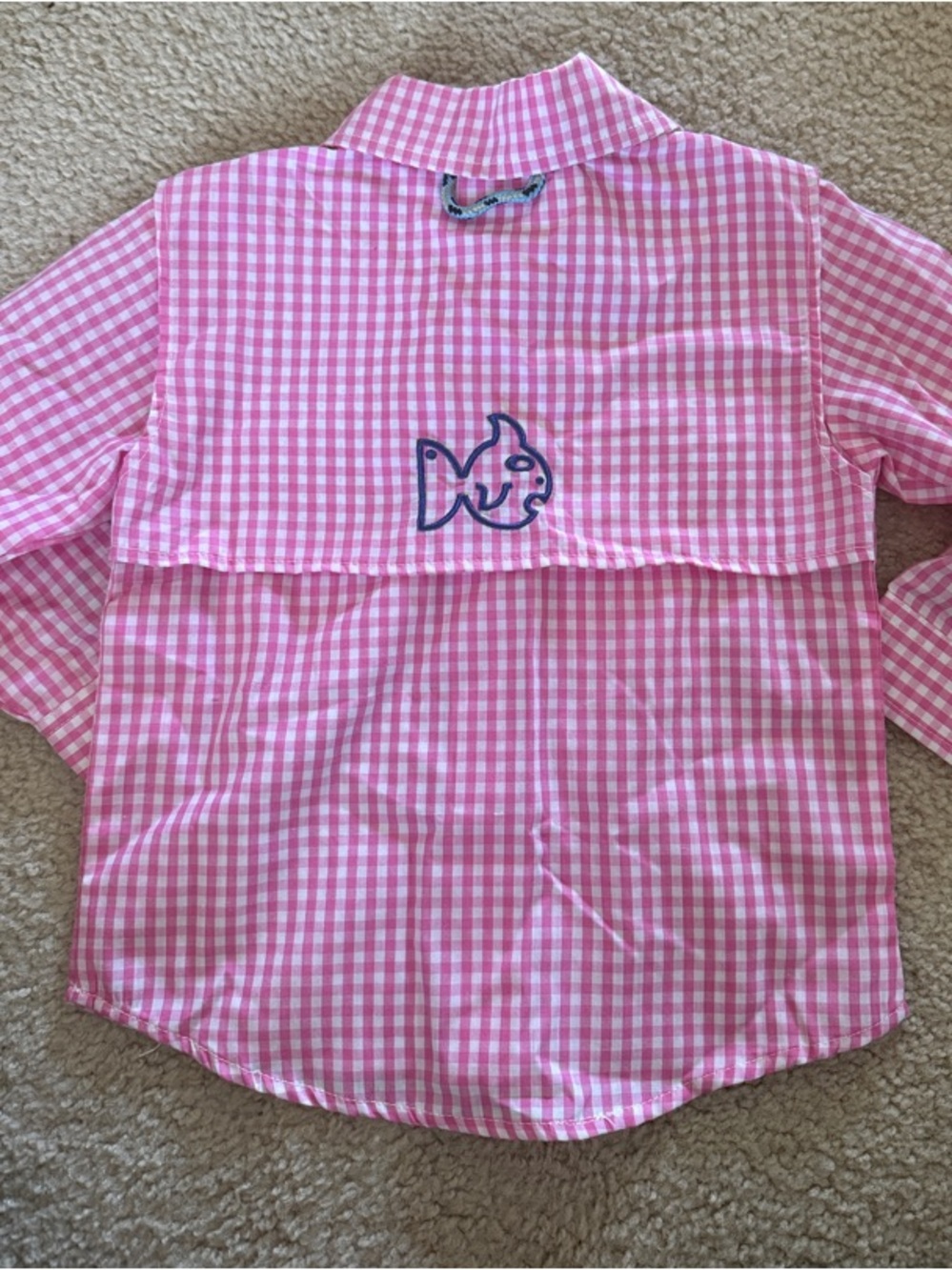 Prodoh Pink Gingham Button-Down Fishing SPF 20+ Shirt - 12 Months - Picture 2 of 5